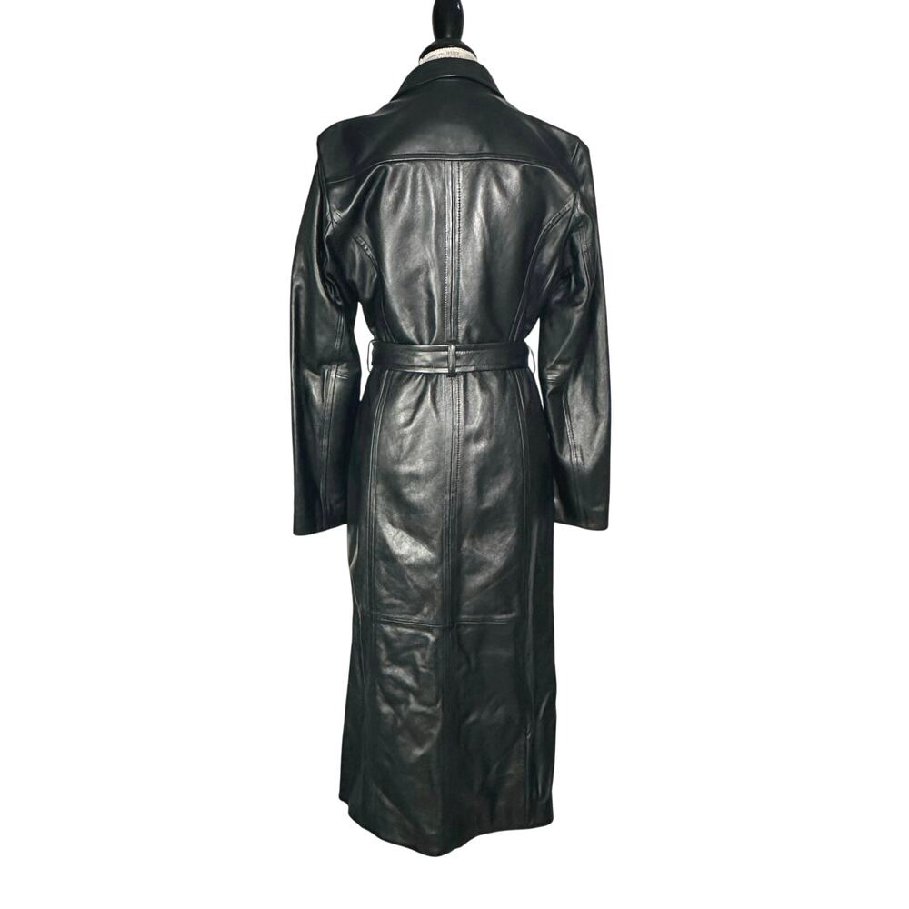 Wilsons Leather | Women | Black Chic Soft Genuine Leather Trench Coat | Medium - Picture 3 of 15